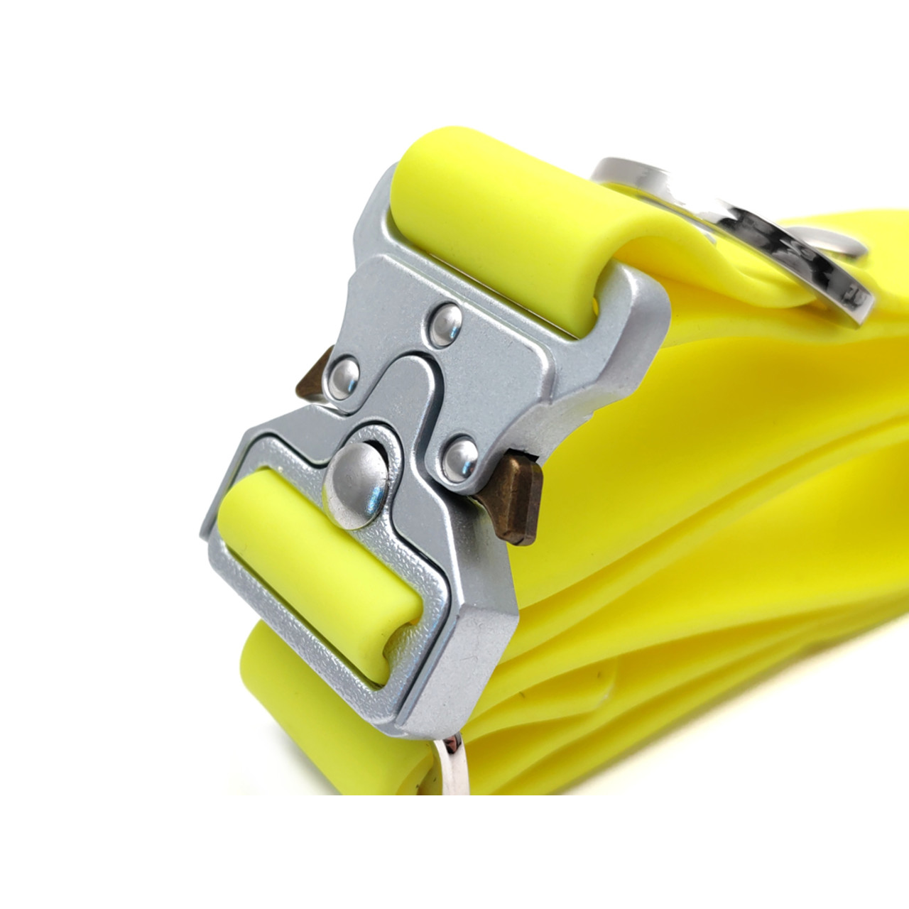Ошейник Bio-Thane регулируемый neon yellow, светлая фурнитура