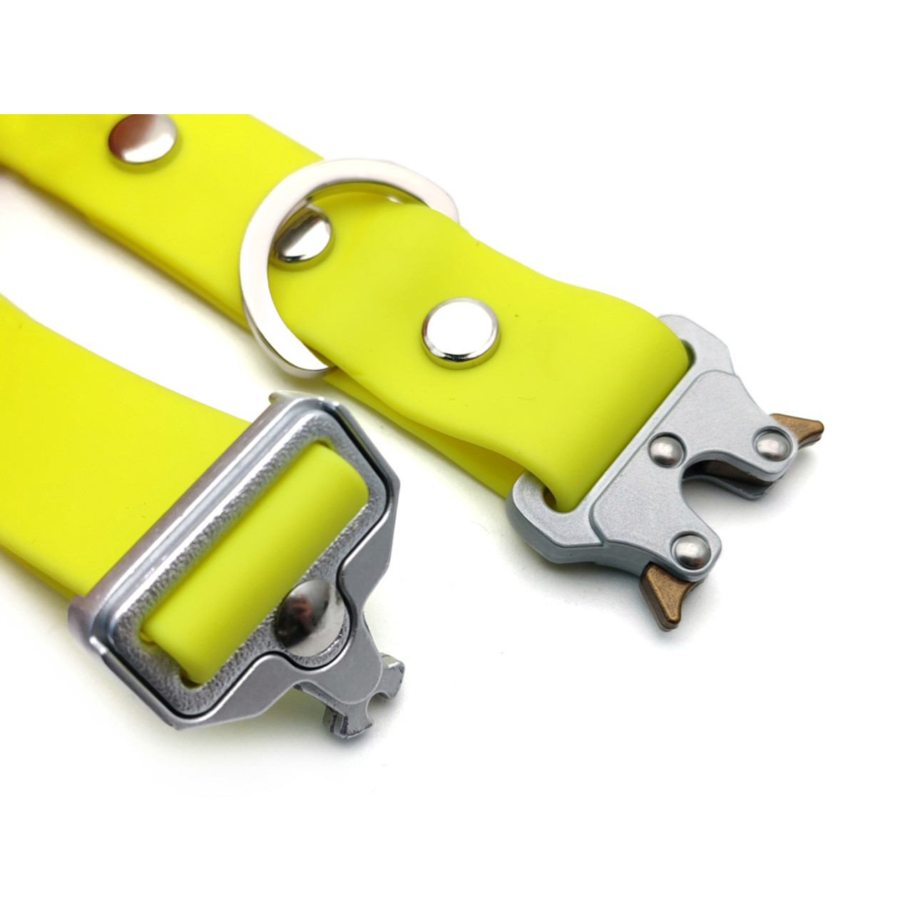 Ошейник Bio-Thane регулируемый neon yellow, светлая фурнитура