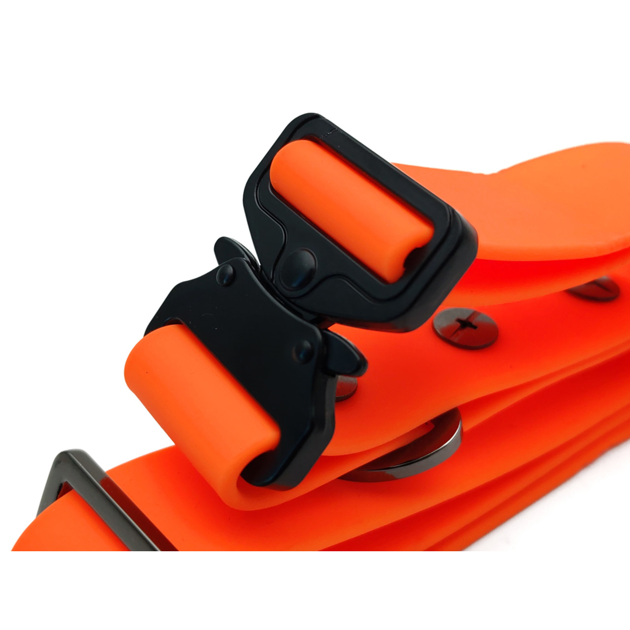 Ошейник Bio-Thane регулируемый safety orange, черная фурнитура