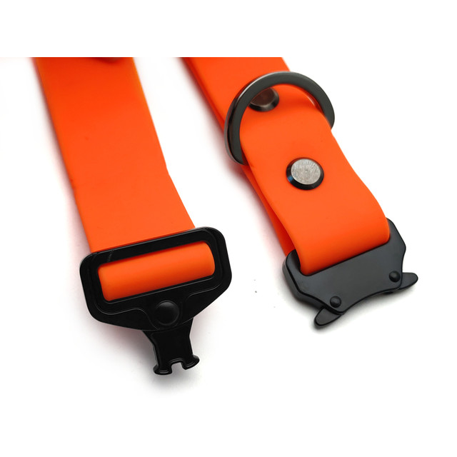 Ошейник Bio-Thane регулируемый safety orange, черная фурнитура