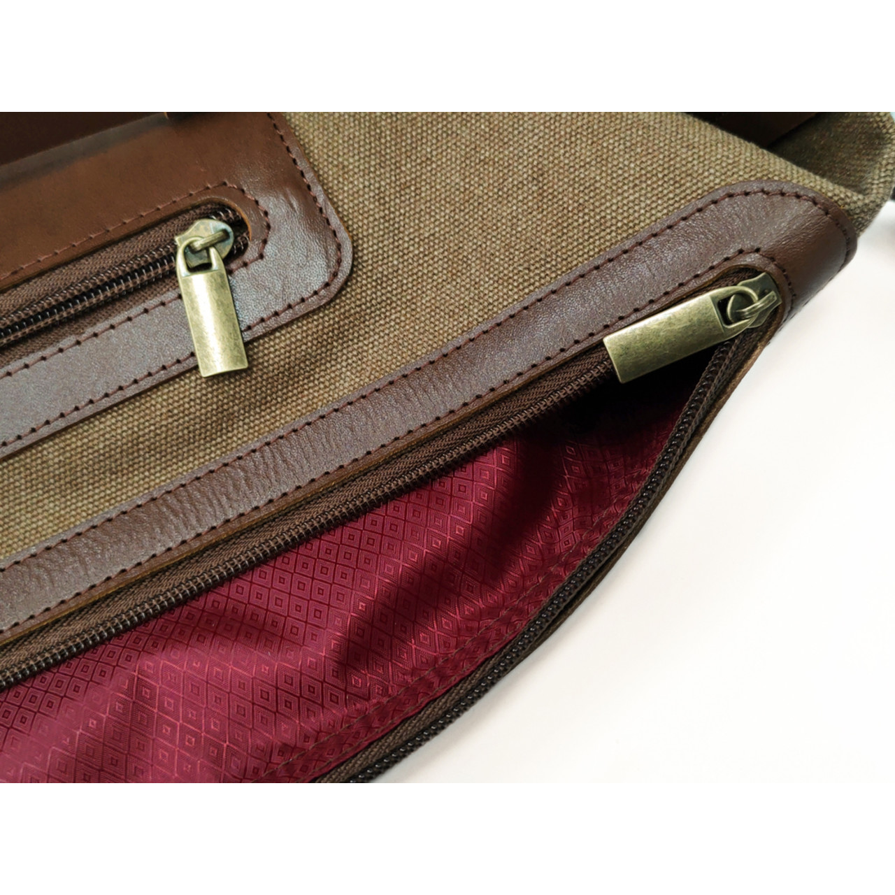 Сумка Hip Bag коричневая, размер M, материал кожа и канвас NK0128