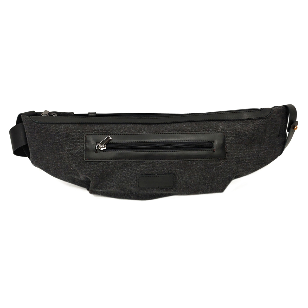 Сумка Hip Bag черно-серая, размер M, материал кожа и канвас NK0127