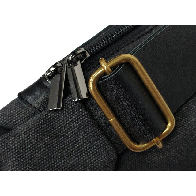 Сумка Hip Bag черно-серая, размер M, материал кожа и канвас NK0127