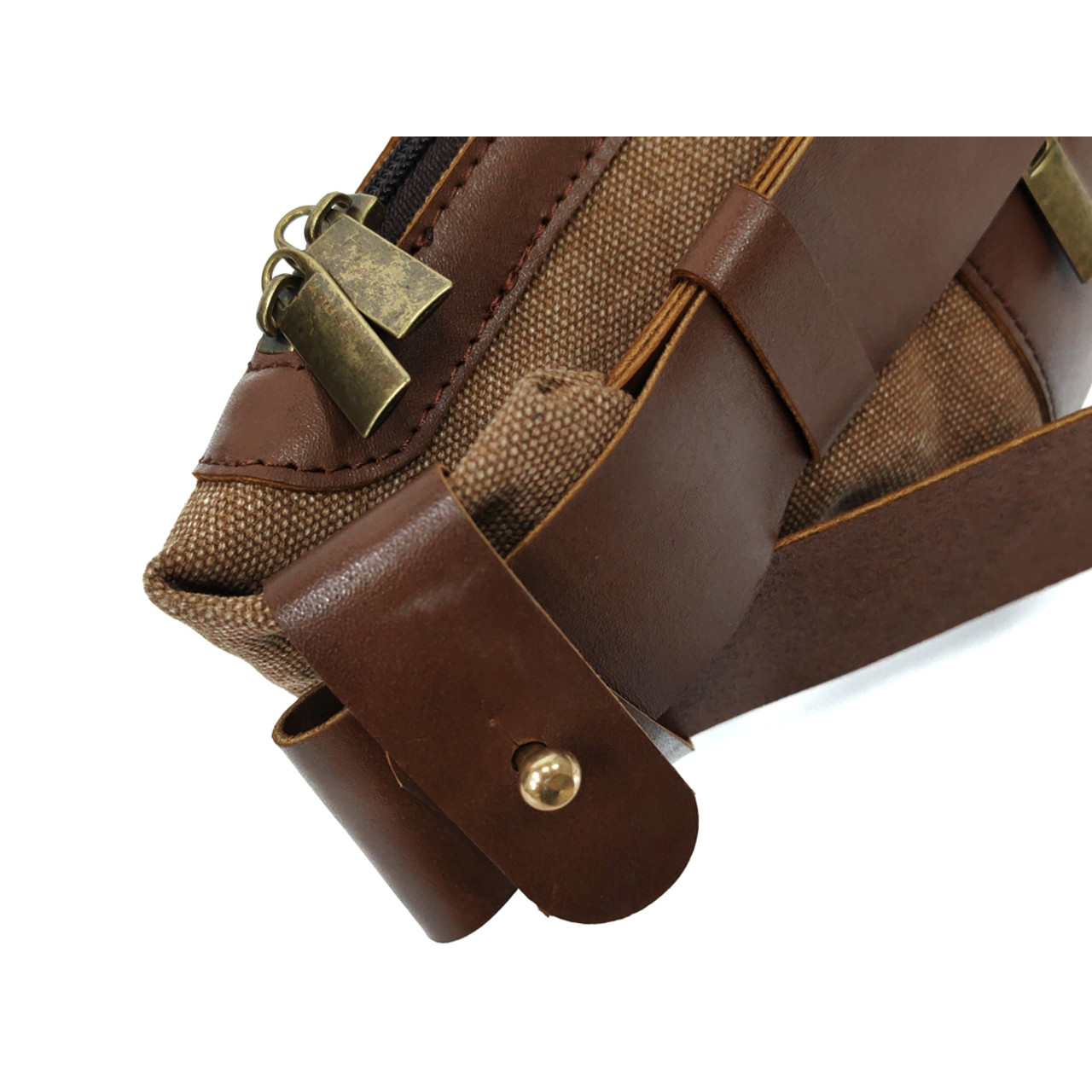 Сумка Hip Bag коричневая, размер M, материал кожа и канвас NK0128
