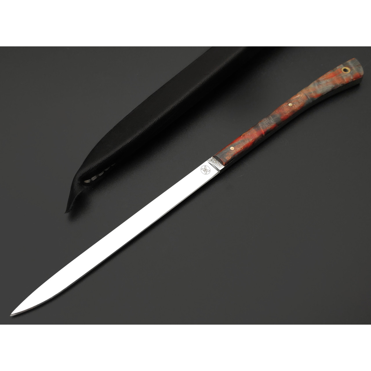Kappush Knife нож Шип КМ048 сталь N690 стоунвош, рукоять Стаб. Кап клена красный