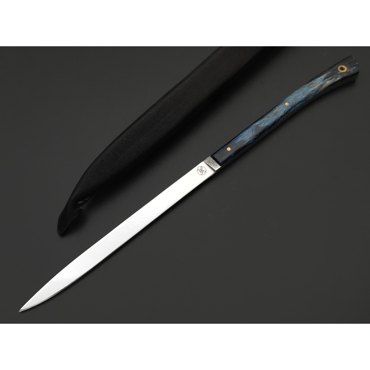 Kappush Knife нож Шип КМ045 сталь N690 стоунвош, рукоять Стаб. Кап клена синий