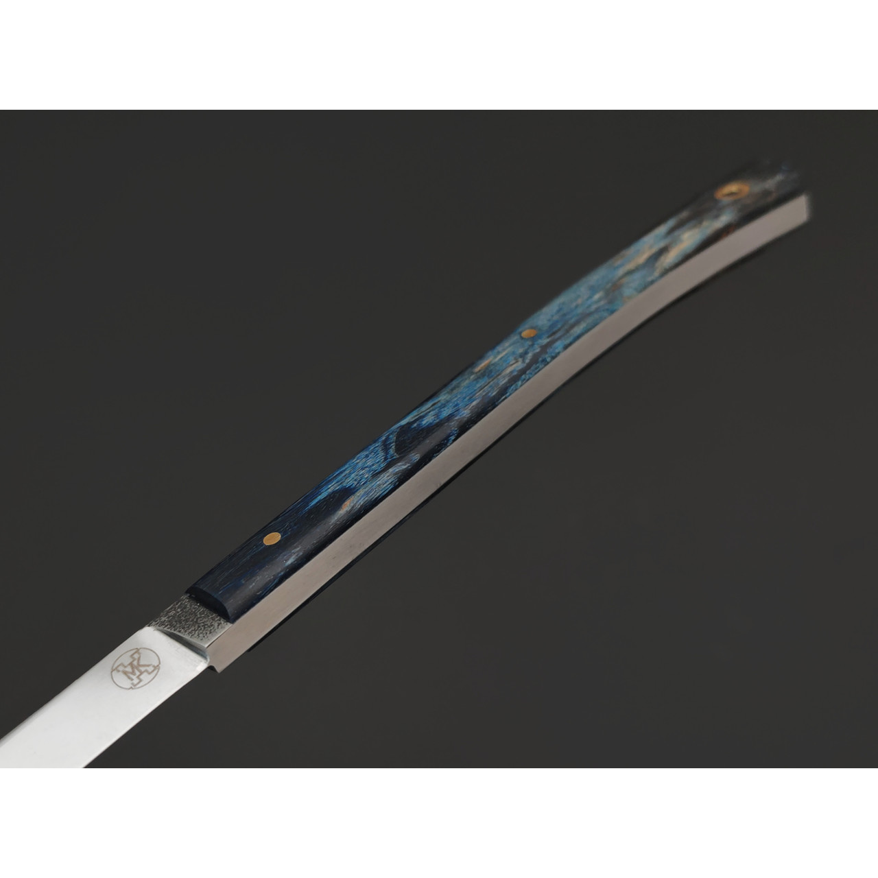Kappush Knife нож Шип КМ045 сталь N690 стоунвош, рукоять Стаб. Кап клена синий