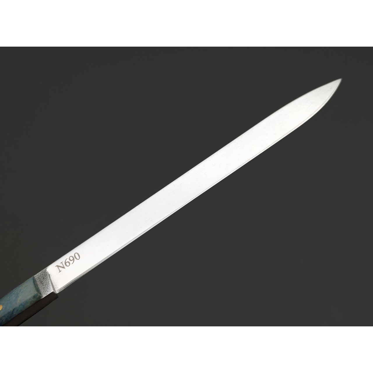 Kappush Knife нож Шип КМ046 сталь N690 стоунвош, рукоять Стаб. Кап клена синий