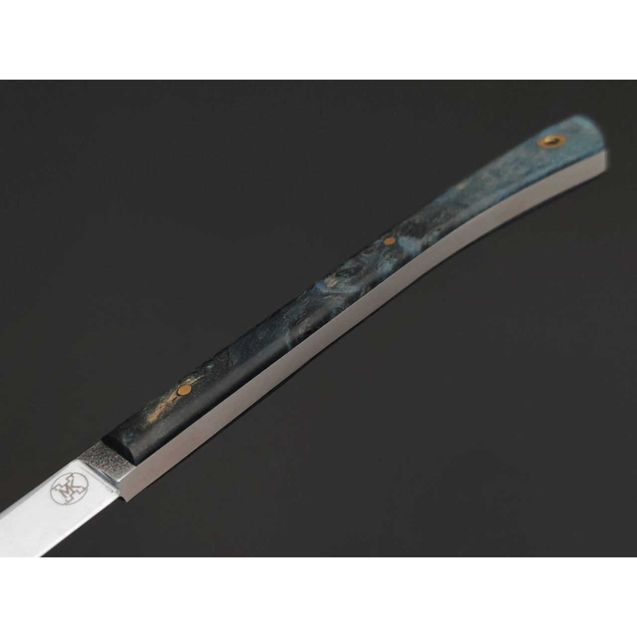 Kappush Knife нож Шип КМ046 сталь N690 стоунвош, рукоять Стаб. Кап клена синий