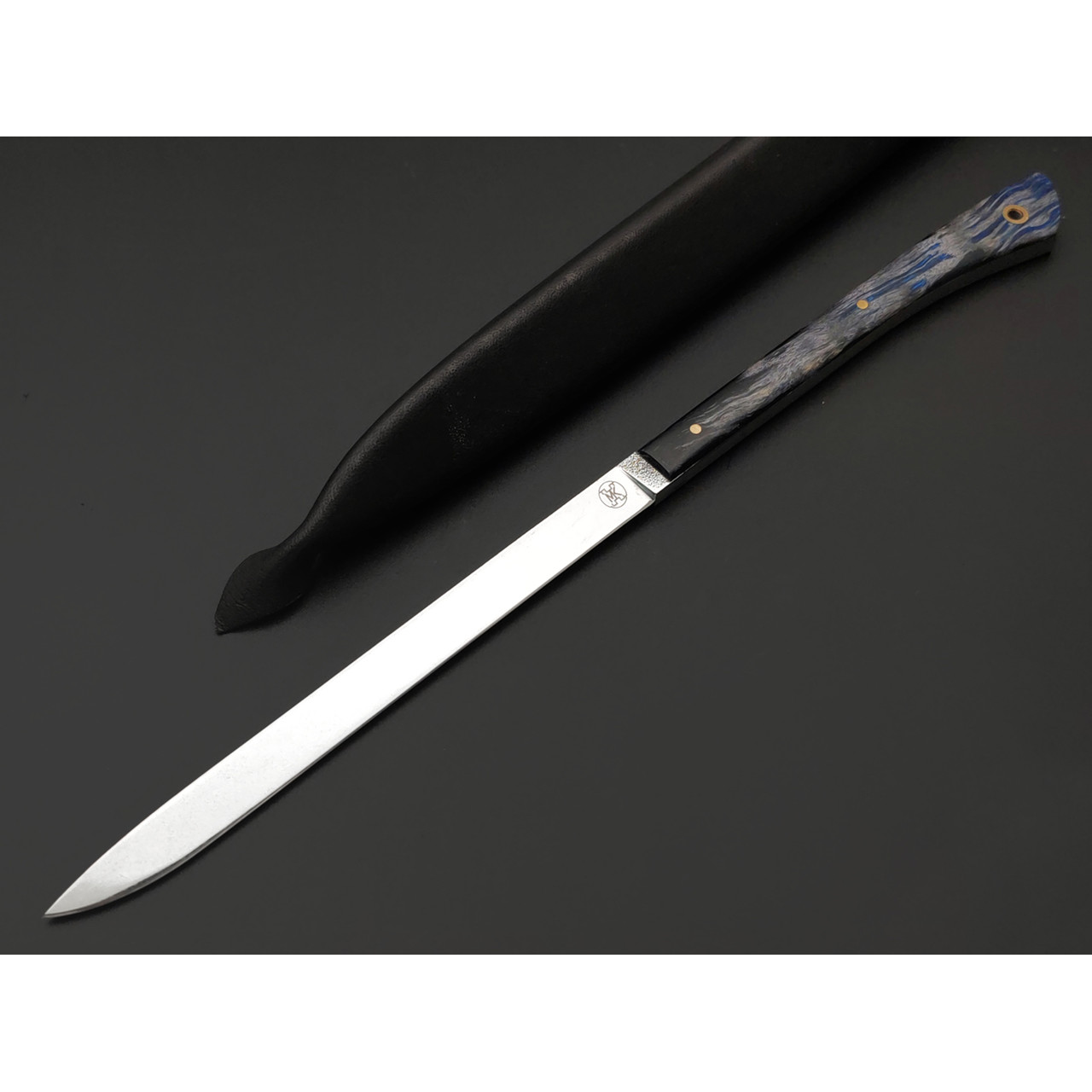 Kappush Knife нож Шип КМ044 сталь N690 стоунвош, рукоять Стаб. Кап клена синий