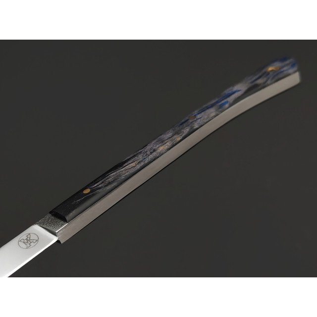 Kappush Knife нож Шип КМ044 сталь N690 стоунвош, рукоять Стаб. Кап клена синий