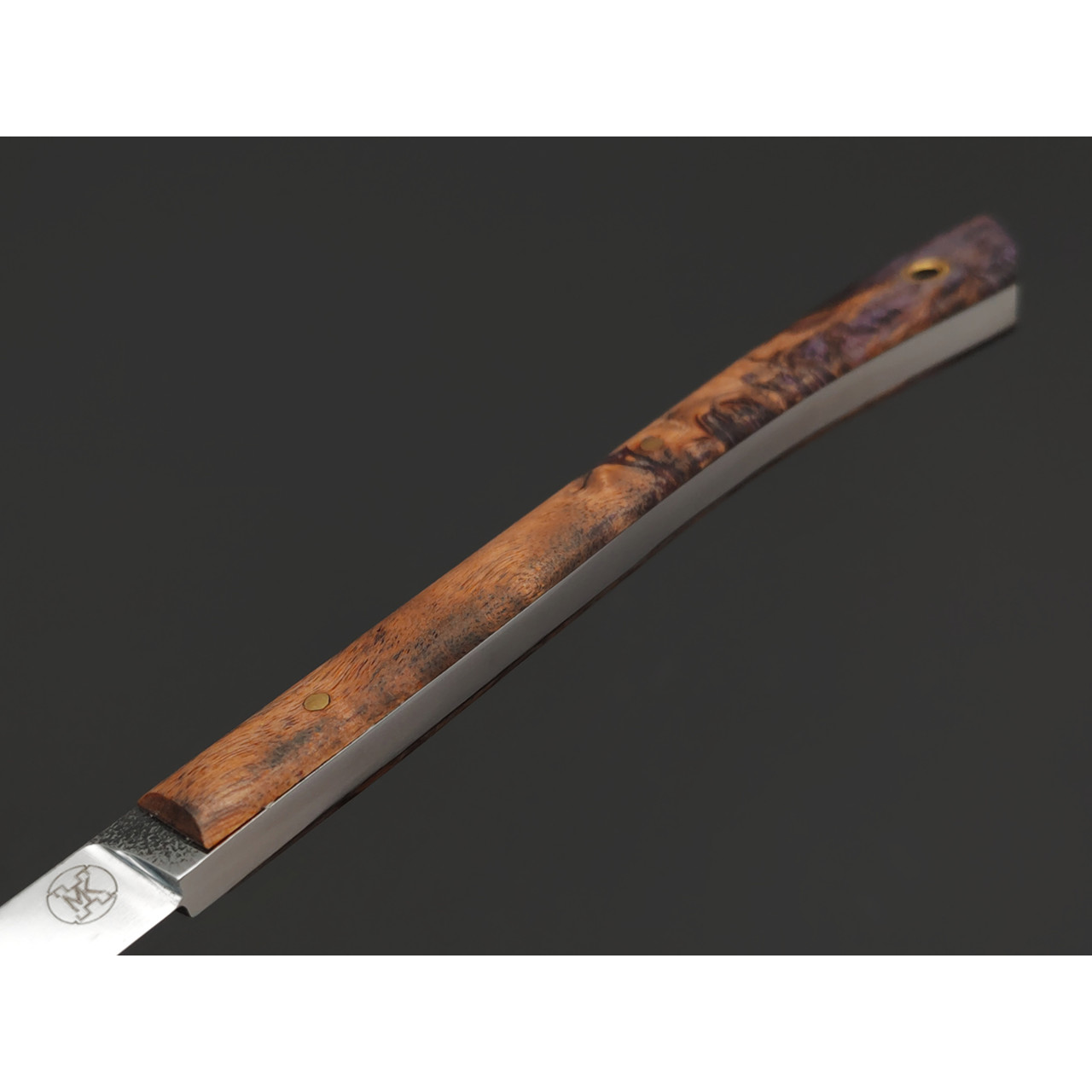 Kappush Knife нож Шип КМ047 сталь N690 стоунвош, рукоять Стаб. Кап клена фиолетовый