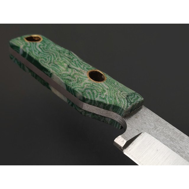 Мастерская Муравей нож Муравей "НожиMAN" сталь Х12МФ, рукоять Micarta labyrinth green & white, латунь