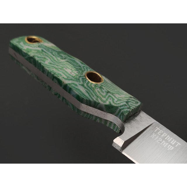 Мастерская Муравей нож Термит "НожиMAN" сталь Х12МФ, рукоять Micarta labyrinth green & white, латунь