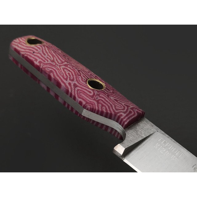 Мастерская Муравей нож Термит "НожиMAN" сталь Х12МФ, рукоять Micarta labyrinth burgundy, латунь