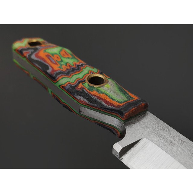 Мастерская Муравей нож Муравей "НожиMAN" сталь Х12МФ, рукоять Micarta neon toxic graffiti, латунь