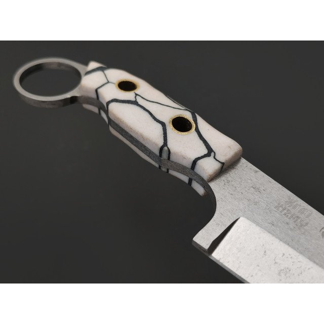 Мастерская Муравей нож Жало "НожиMAN" сталь Х12МФ, рукоять Micarta мрамор, латунь