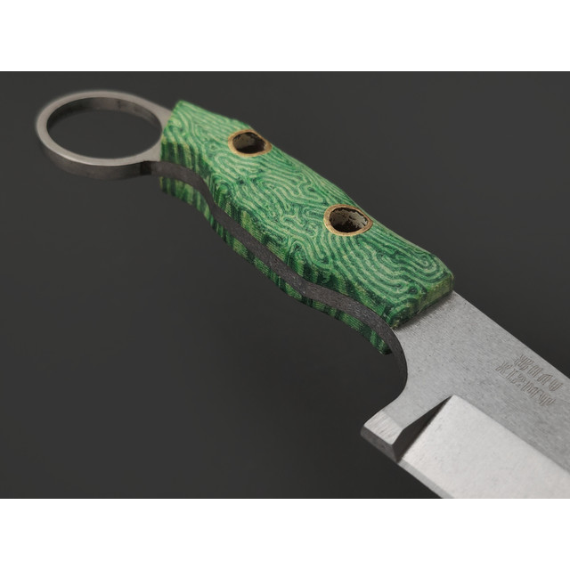 Мастерская Муравей нож Жало "НожиMAN" сталь Х12МФ, рукоять Micarta labyrinth green, латунь