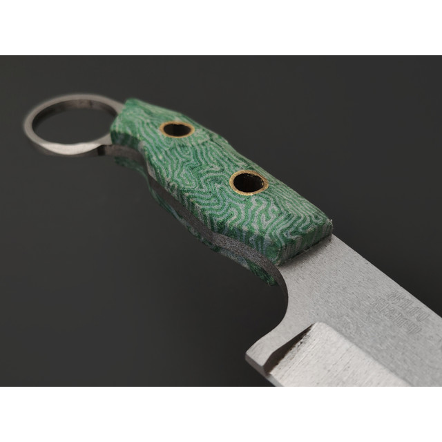 Мастерская Муравей нож Жало "НожиMAN" сталь Х12МФ, рукоять Micarta labyrinth green & white, латунь