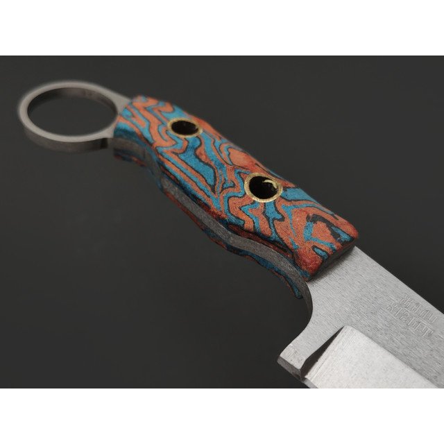 Мастерская Муравей нож Жало "НожиMAN" сталь Х12МФ, рукоять Micarta red & blue flow, латунь
