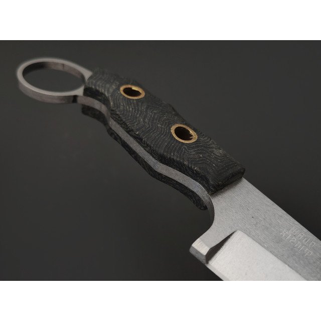 Мастерская Муравей нож Жало "НожиMAN" сталь Х12МФ, рукоять Micarta dark green stripes, латунь
