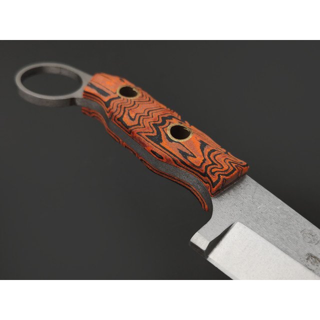 Мастерская Муравей нож Жало "НожиMAN" сталь Х12МФ, рукоять Micarta neon orange graffiti, латунь