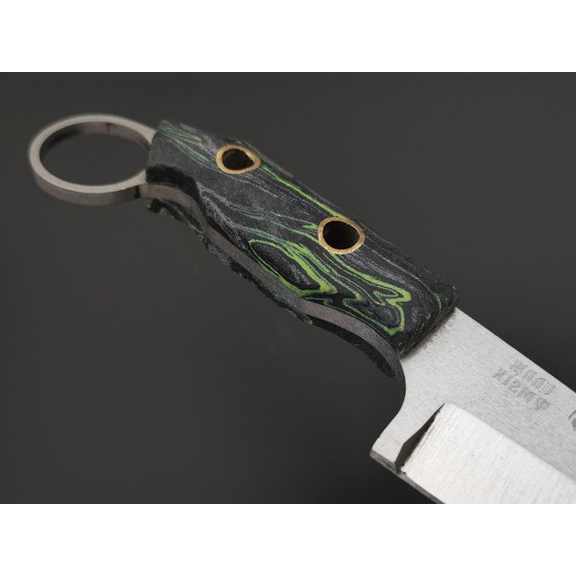 Мастерская Муравей нож Жало "НожиMAN" сталь Х12МФ, рукоять Micarta green toxic flow, латунь