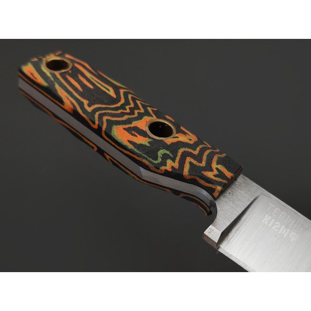 Мастерская Муравей нож Термит "НожиMAN" сталь Х12МФ, рукоять Micarta neon fire graffiti, латунь