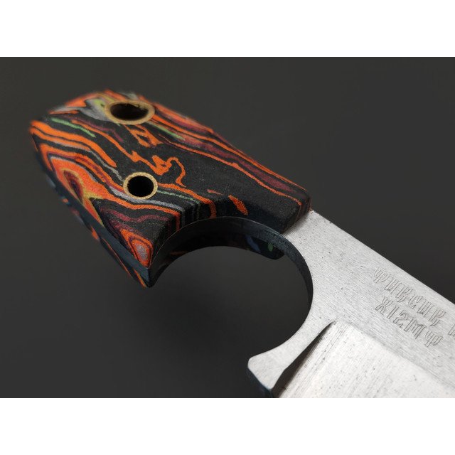 Мастерская Муравей нож Фиксик НД "НожиMAN" сталь Х12МФ, рукоять Micarta neon toxic flow, латунь