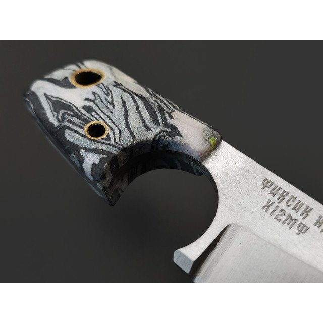 Мастерская Муравей нож Фиксик НД "НожиMAN" сталь Х12МФ, рукоять Micarta grey flow, латунь
