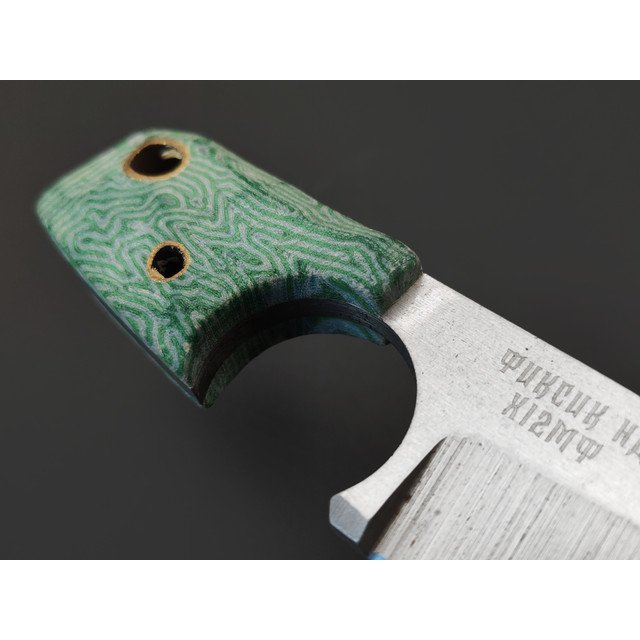 Мастерская Муравей нож Фиксик НД "НожиMAN" сталь Х12МФ, рукоять Micarta labyrinth green & white, латунь