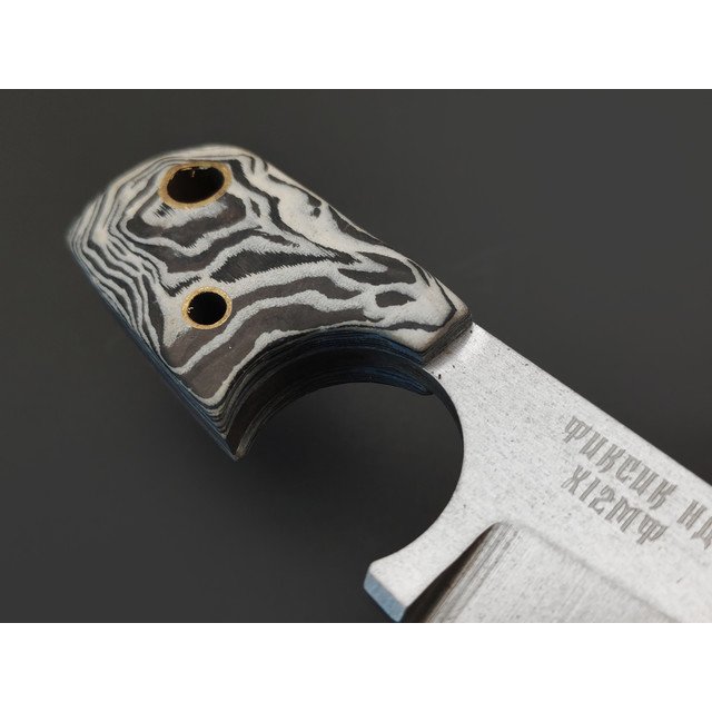 Мастерская Муравей нож Фиксик НД "НожиMAN" сталь Х12МФ, рукоять Micarta white & carbon fiber, латунь