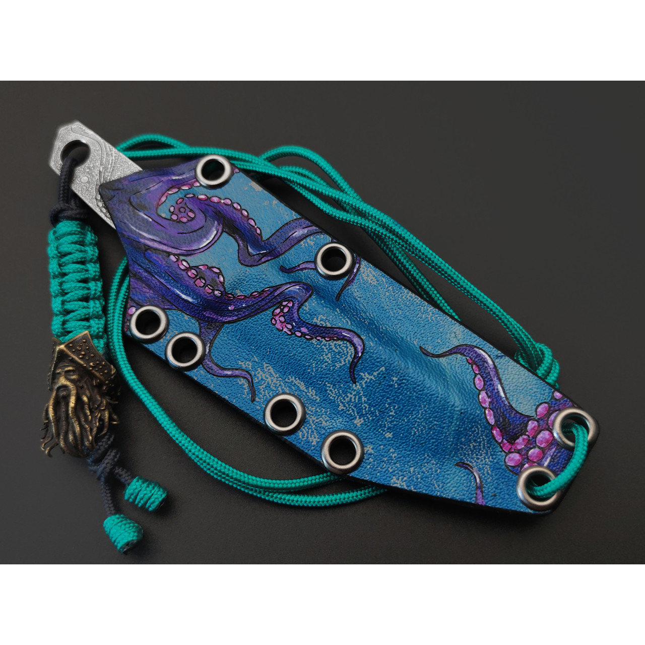Волчий Век нож скелетный Тантоид Custom Octopus сталь N690 WA худ. травление, рукоять сталь
