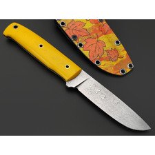 Волчий Век нож Wolfkniven Custom сталь PGK WA худ. травление, рукоять G10 yellow, пины латунь