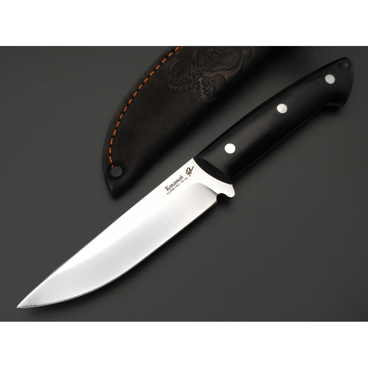 Платонов Д.Г. нож кованый Тигр-М ЦМ сталь Х12МФ, рукоять G10 black