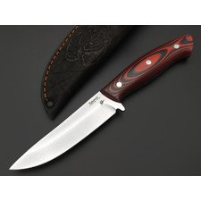 Платонов Д.Г. нож кованый Скинер ЦМ сталь Х12МФ, рукоять G10 black & red