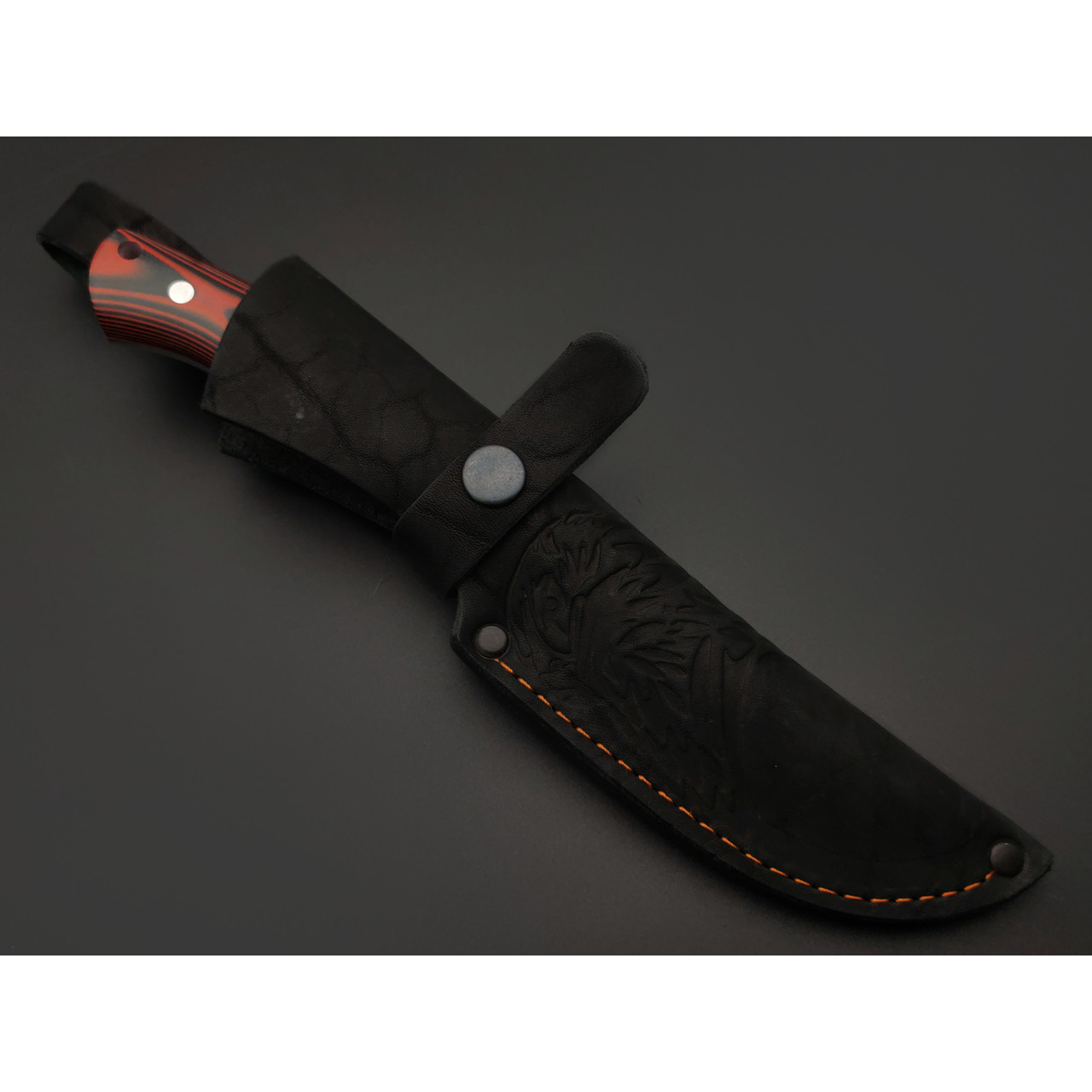 Платонов Д.Г. нож кованый Тигр ЦМ сталь Х12МФ, рукоять G10 black & red