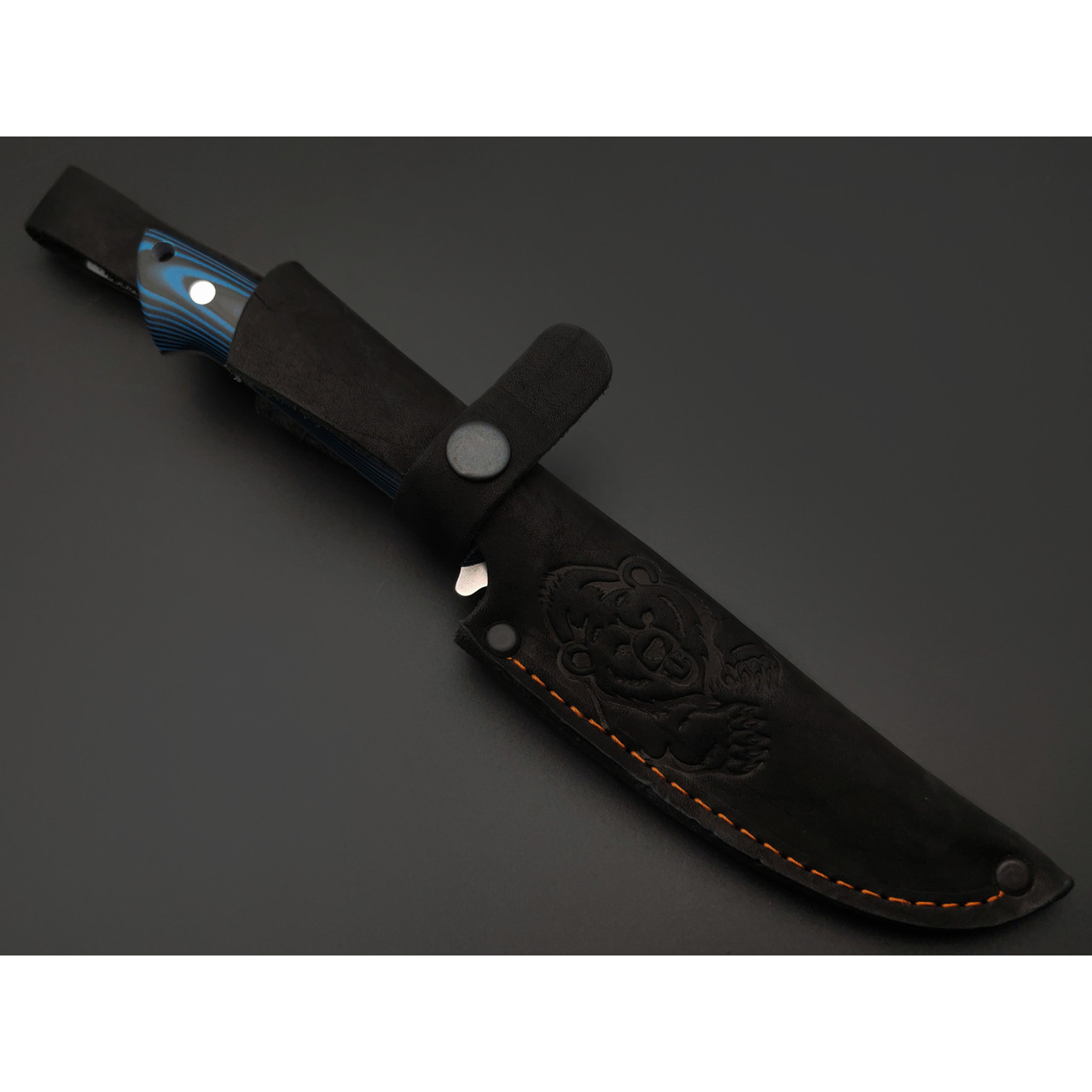 Платонов Д.Г. нож кованый Тигр-М ЦМ сталь Х12МФ, рукоять G10 black & blue