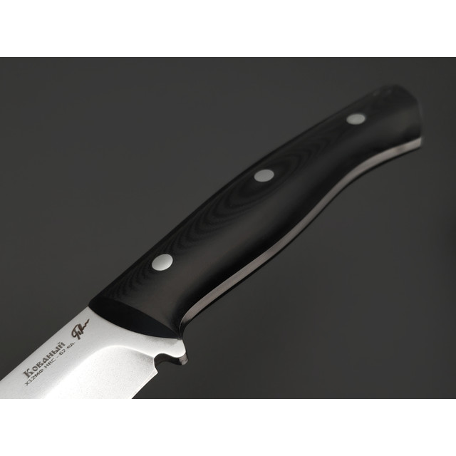 Платонов Д.Г. нож кованый Тигр ЦМ сталь Х12МФ, рукоять G10 black