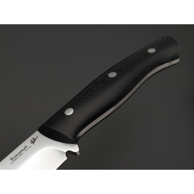 Платонов Д.Г. нож кованый Тигр ЦМ сталь Х12МФ, рукоять G10 black