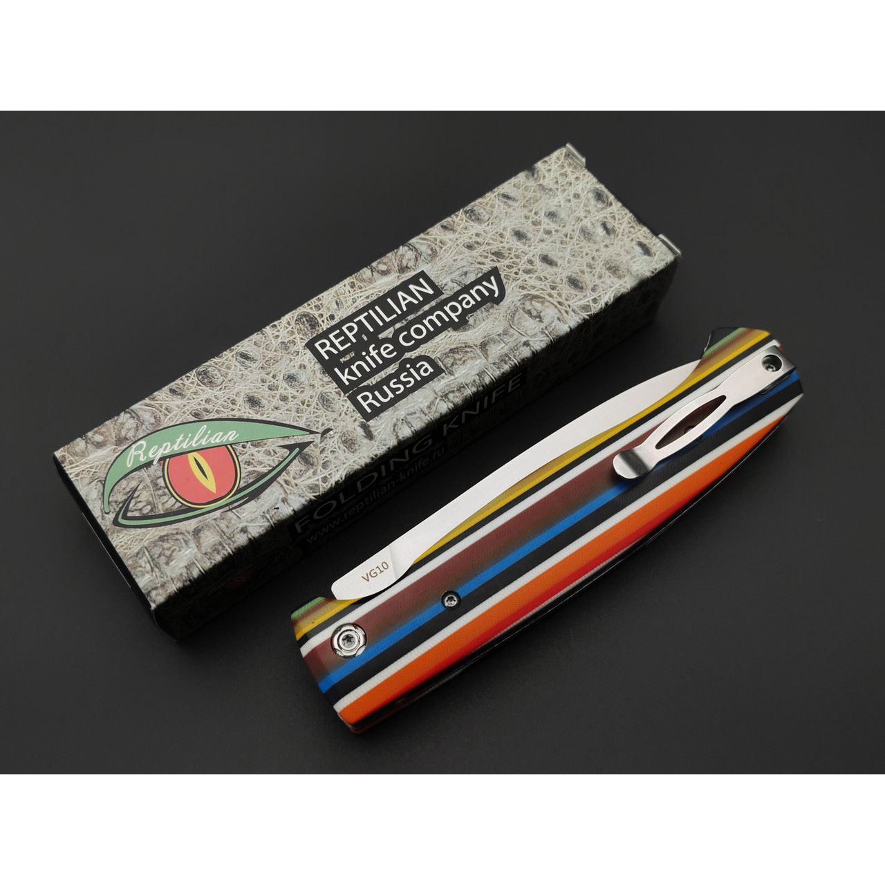 Reptilian складной нож Квест-01V сталь VG-10 satin, рукоять G10 color stripes