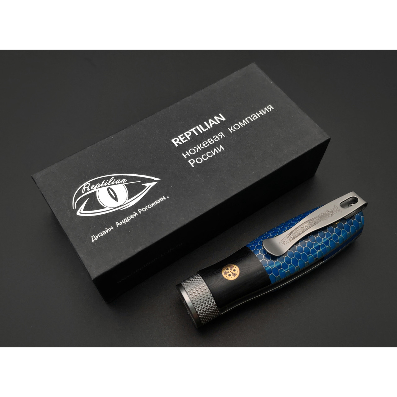 Reptilian складной нож Лесовик-01 Limited сталь M390 satin, рукоять 3D композит Comb blue, G10 black