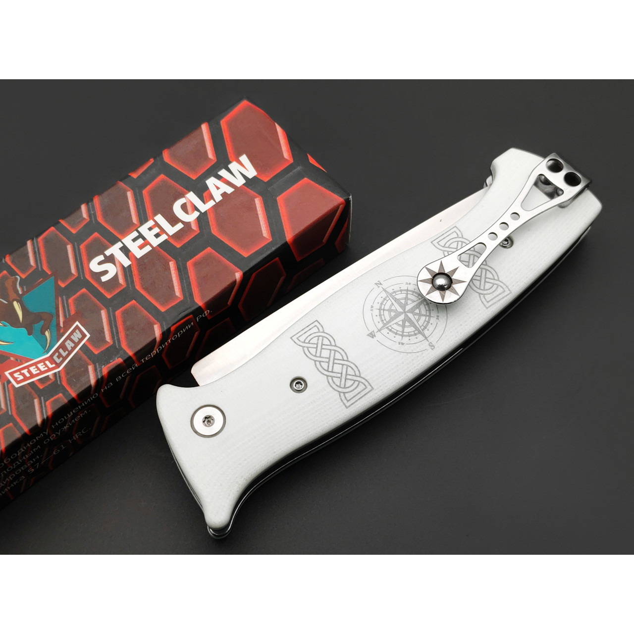Steelclaw складной нож Поиск-01 сталь VG-10 satin, рукоять G10 white