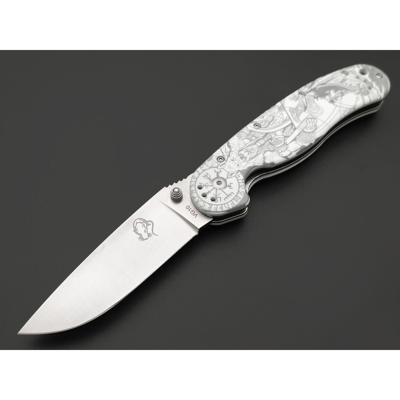 Steelclaw складной нож Крыса Limited "Викинг" сталь VG-10 satin, рукоять G10 white