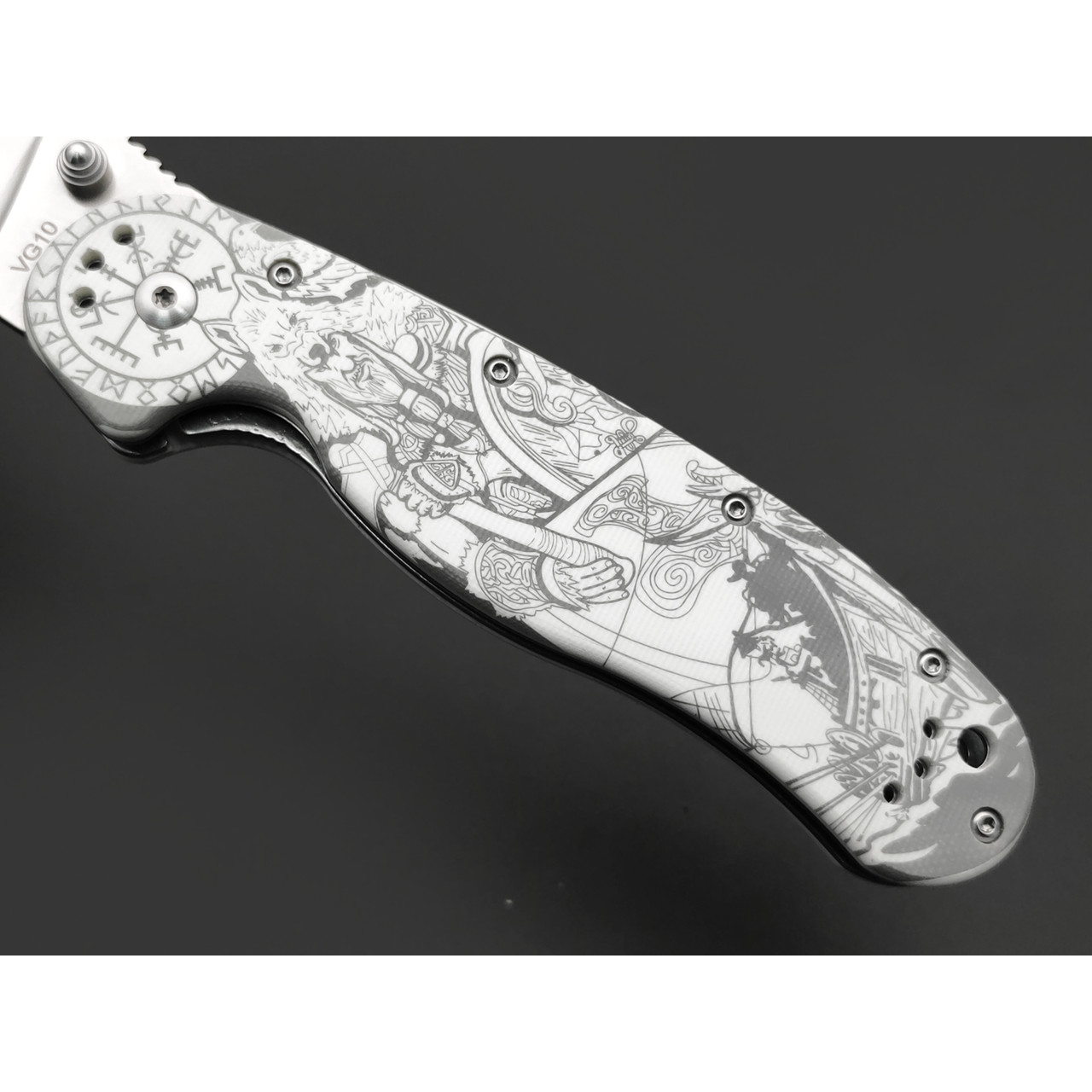 Steelclaw складной нож Крыса Limited "Викинг" сталь VG-10 satin, рукоять G10 white