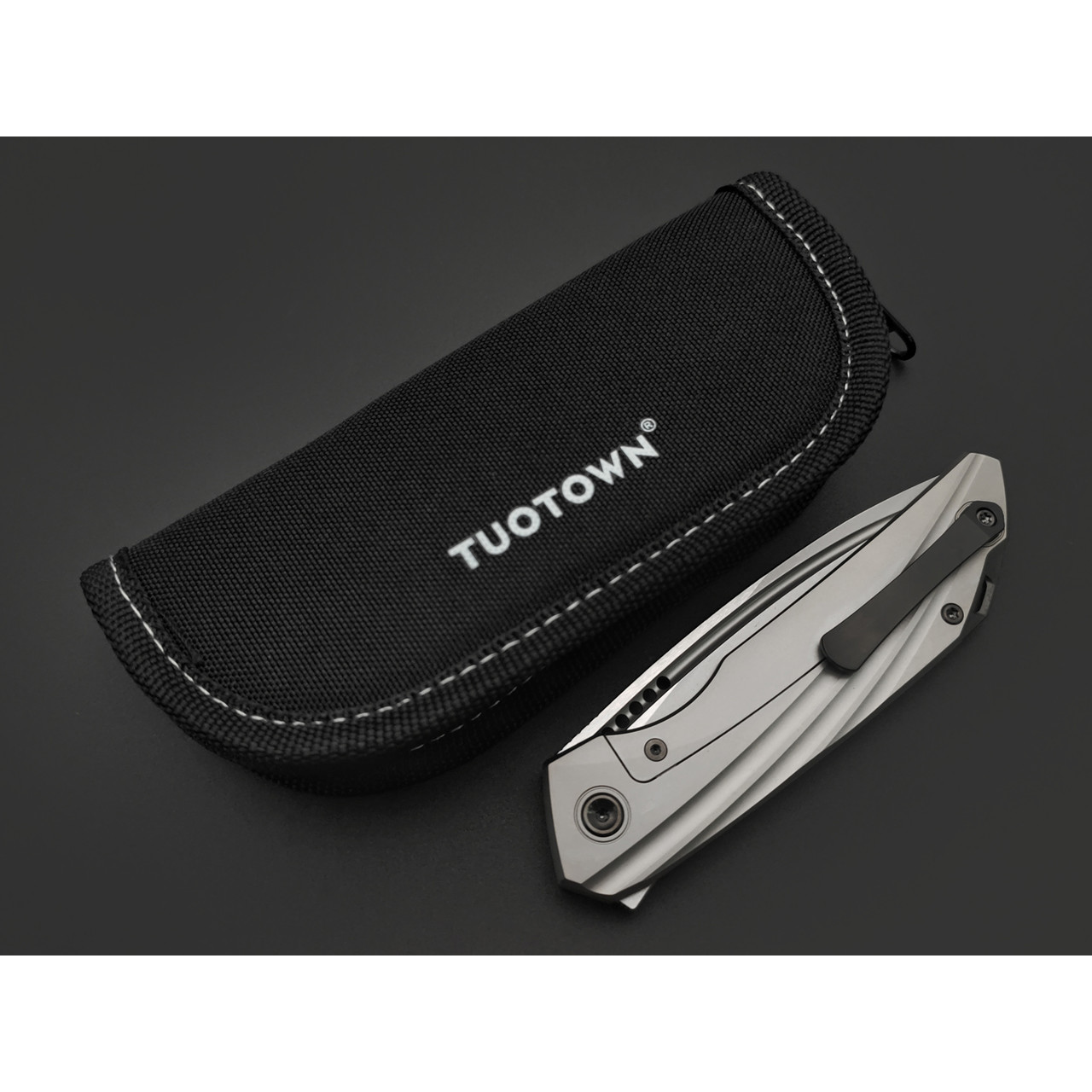 TuoTown складной нож RT-Stinger TRS-NS сталь T14N стоунвош, рукоять Titanium TC4 grey