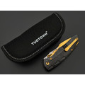 TuoTown складной нож Krotos TKT-NDG сталь T14N Gold PVD, рукоять Crystal Ti DLC black