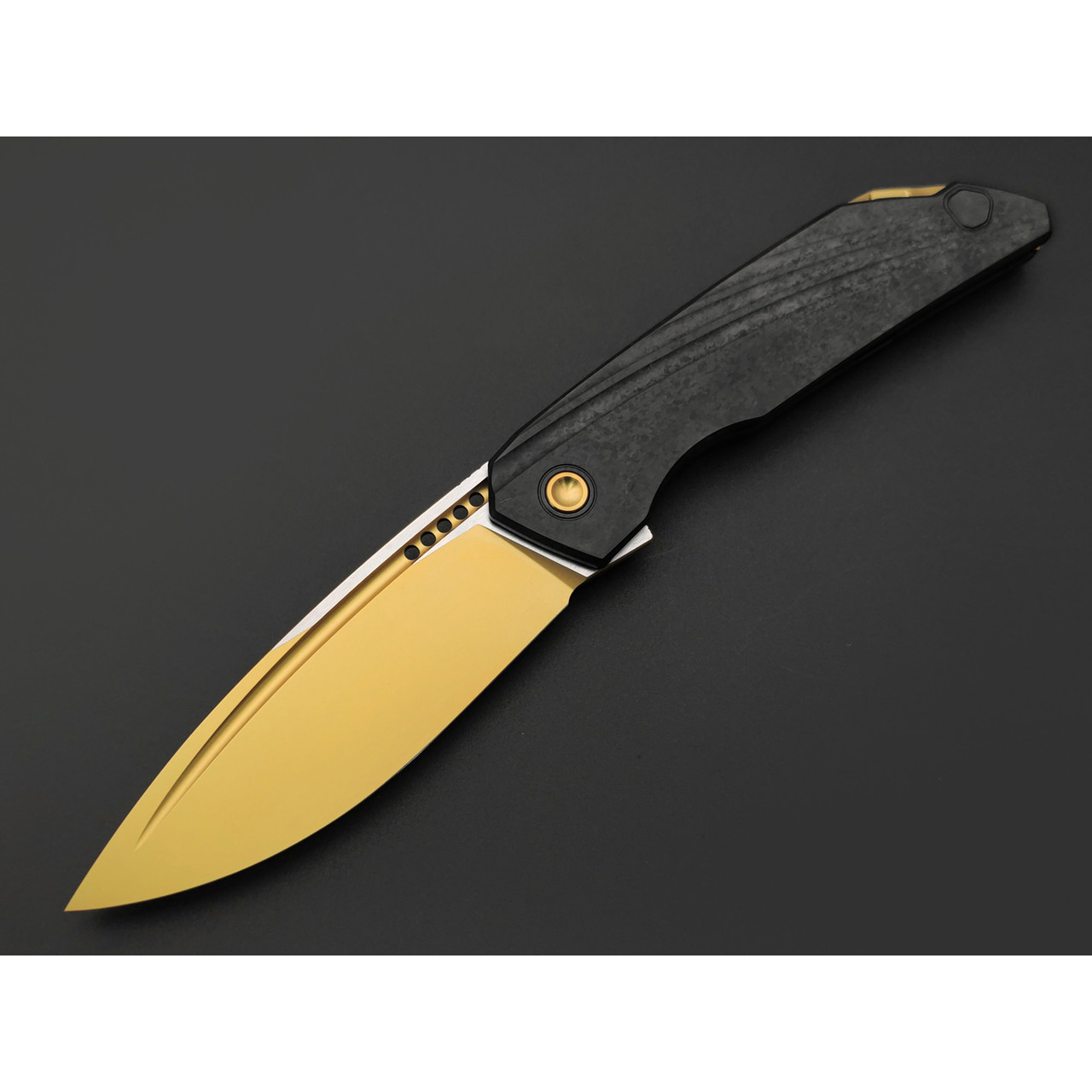 TuoTown складной нож RT-Stinger TRS-NDG сталь T14N Gold PVD, рукоять Crystal Ti DLC black
