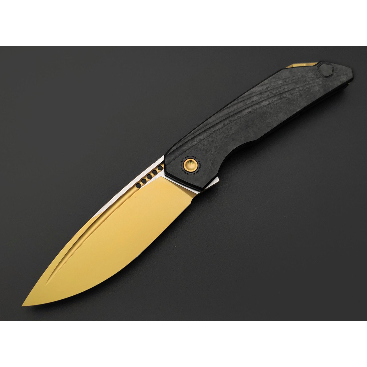 TuoTown складной нож RT-Stinger TRS-NDG сталь T14N Gold PVD, рукоять Crystal Ti DLC black