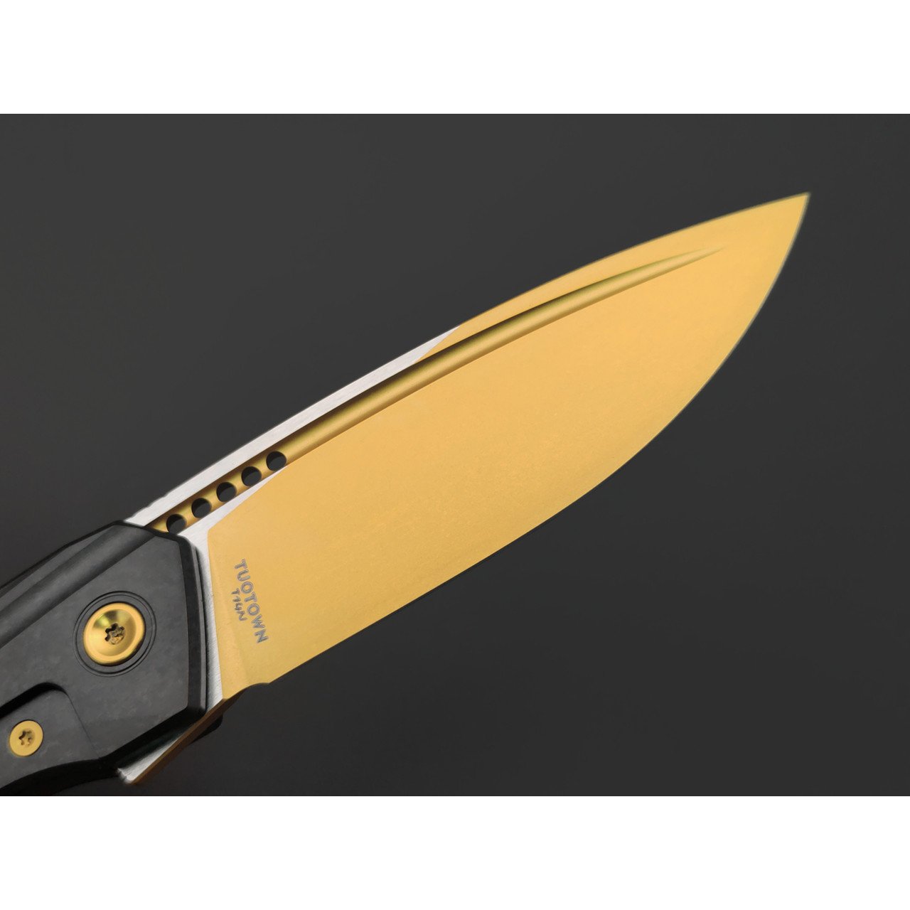 TuoTown складной нож RT-Stinger TRS-NDG сталь T14N Gold PVD, рукоять Crystal Ti DLC black